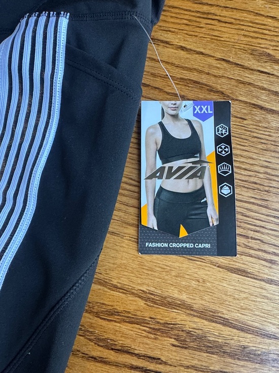 Avia Black Leggings with White Side Stripes NWT size XXL - Picture 3 of 7